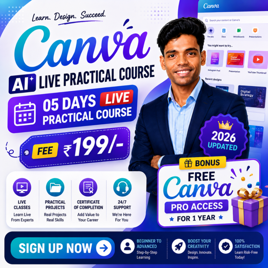 05 Days Canva AI Live and Practical Course by Deepak Bhamre